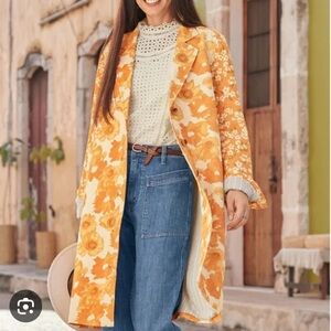 Sundance Orange Floral Trench Coat